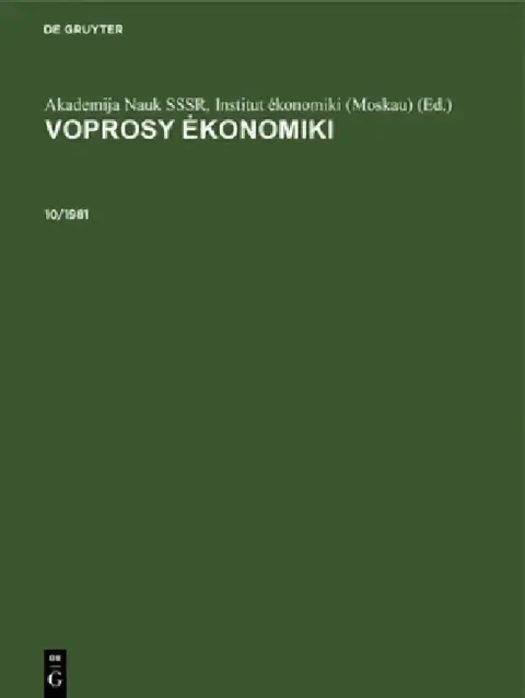 Cover of Voprosy Ekonomiki. 10/1981