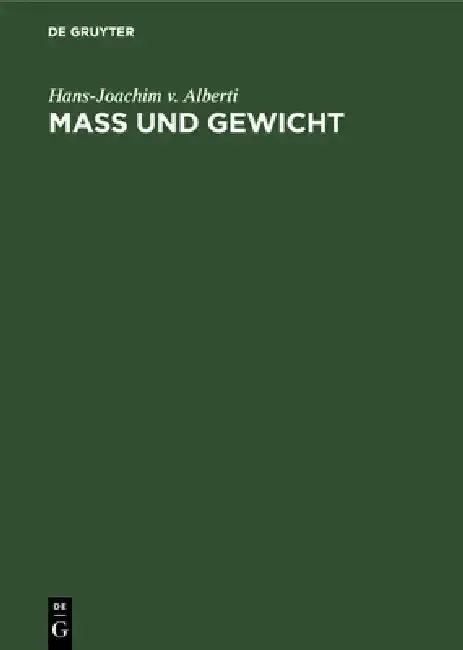 Cover of Mass Und Gewicht