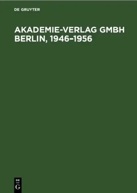 Cover of Akademie-Verlag Gmbh Berlin, 1946-1956
