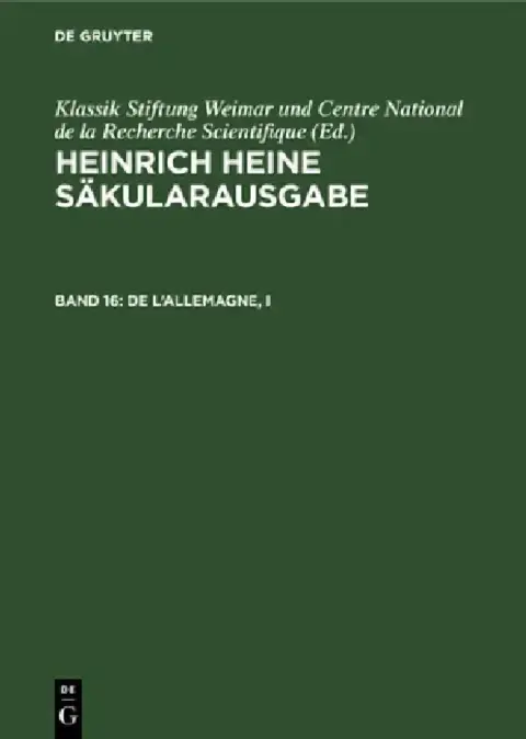 Cover of de l'Allemagne, I