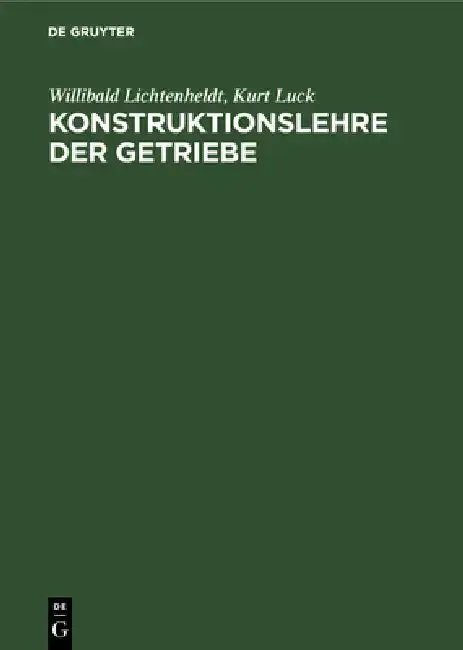 Cover of Konstruktionslehre Der Getriebe