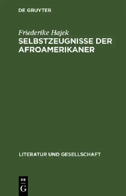 Cover of Selbstzeugnisse Der Afroamerikaner