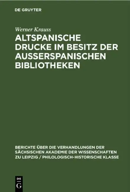 Cover of Altspanische Drucke Im Besitz Der Ausserspanischen Bibliotheken