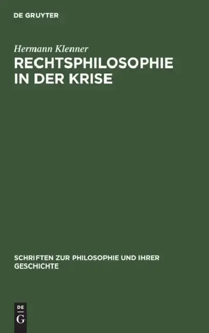 Cover of Rechtsphilosophie in Der Krise