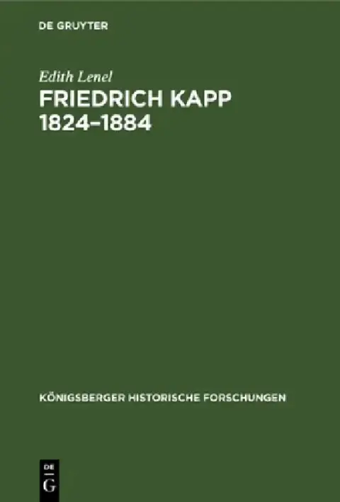 Cover of Friedrich Kapp 1824-1884