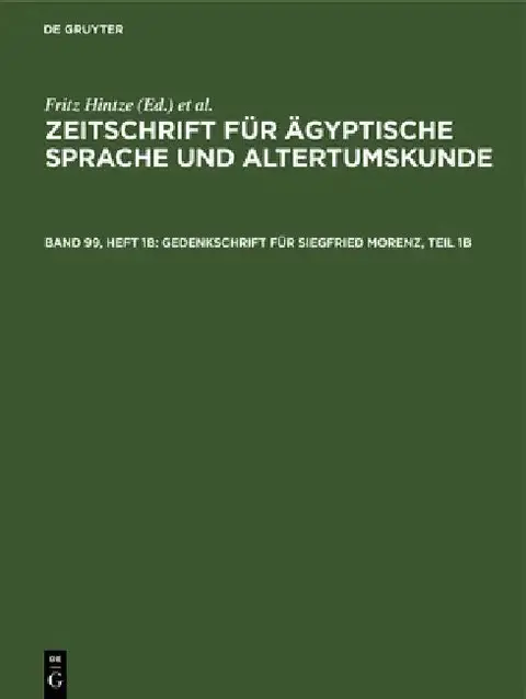 Cover of Gedenkschrift Für Siegfried Morenz, Teil 1b