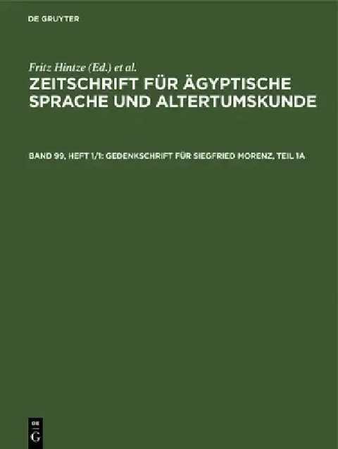 Cover of Gedenkschrift Für Siegfried Morenz, Teil 1a