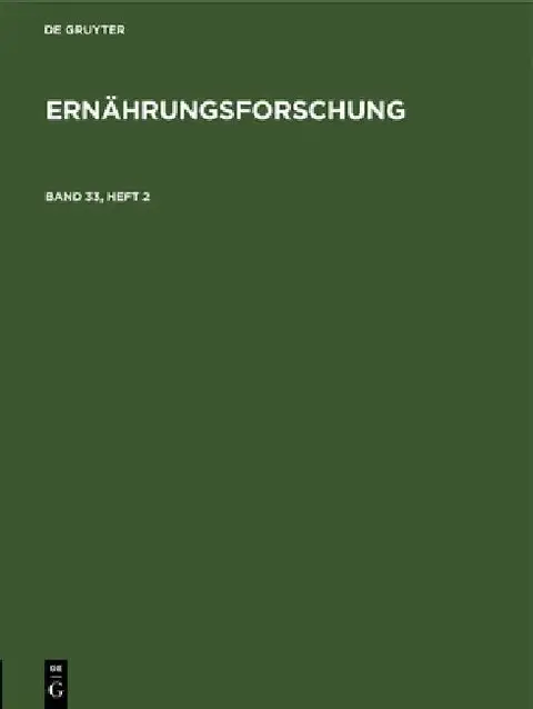 Cover of Ernährungsforschung. Band 33, Heft 2