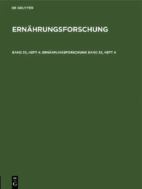 Cover of Ernährungsforschung. Band 33, Heft 4