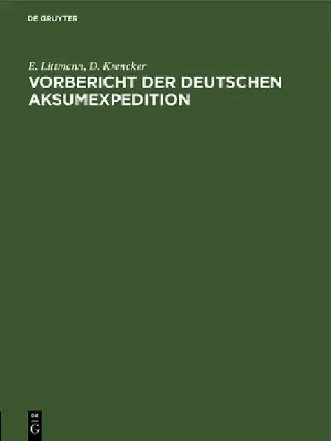 Cover of Vorbericht Der Deutschen Aksumexpedition
