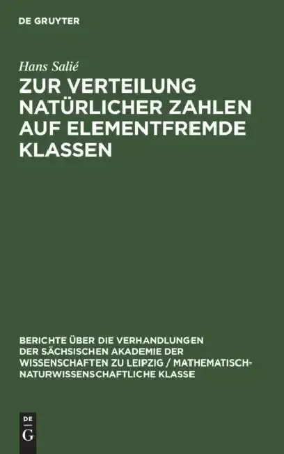 Cover of Zur Verteilung Natürlicher Zahlen Auf Elementfremde Klassen