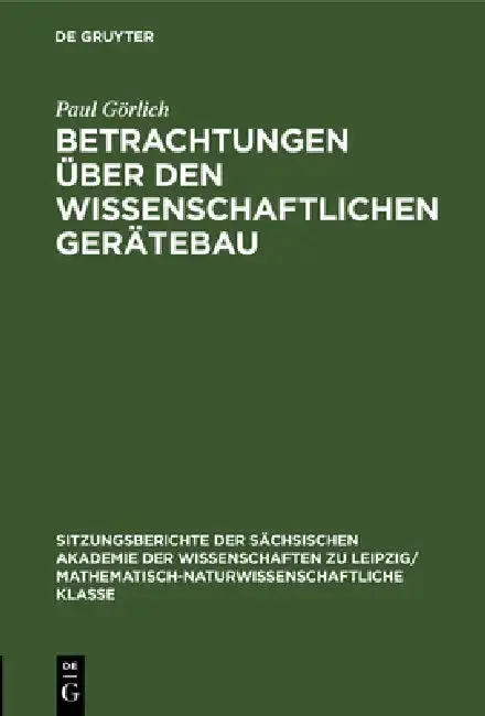 Cover of Betrachtungen Über Den Wissenschaftlichen Gerätebau