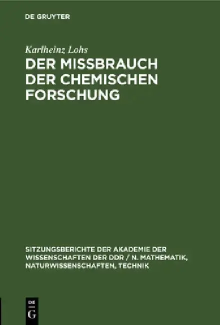 Cover of Der Mißbrauch Der Chemischen Forschung