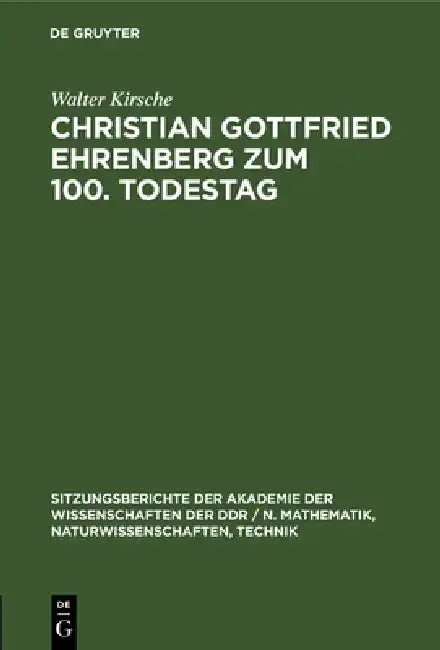 Cover of Christian Gottfried Ehrenberg Zum 100. Todestag