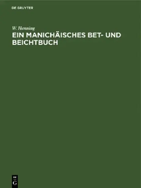 Cover of Ein Manichäisches Bet- Und Beichtbuch