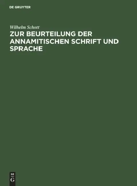 Cover of Zur Beurteilung Der Annamitischen Schrift Und Sprache
