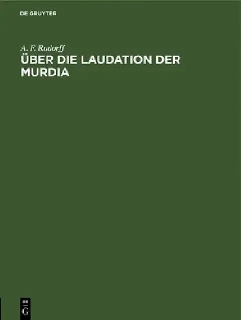 Cover of Über Die Laudation Der Murdia