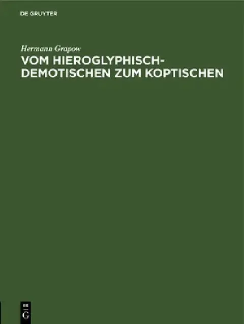 Cover of Vom Hieroglyphisch-Demotischen Zum Koptischen