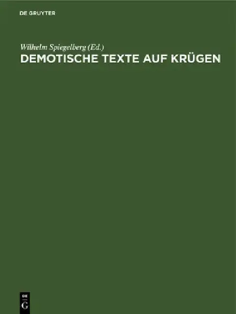 Cover of Demotische Texte Auf Krügen