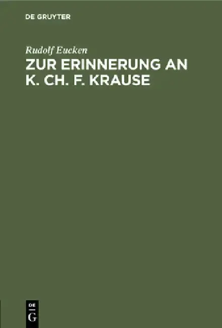 Cover of Zur Erinnerung an K. Ch. F. Krause