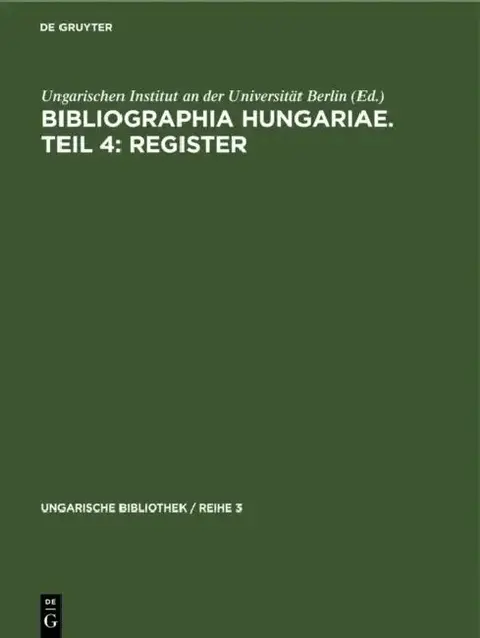 Cover of Bibliographia Hungariae. Teil 4