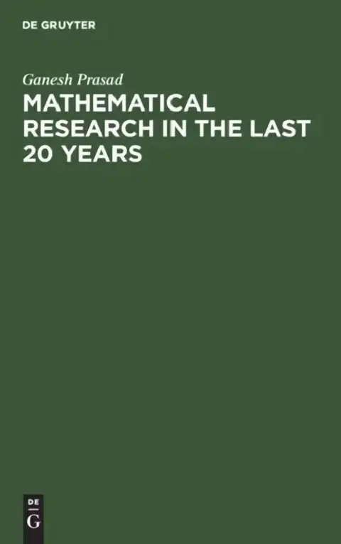 Cover of Mathematical Research in the Last 20 Years