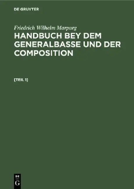 Cover of Handbuch bey dem Generalbasse und der Composition
