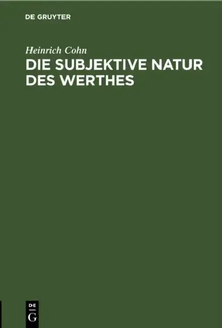 Cover of Die Subjektive Natur Des Werthes