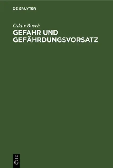Cover of Gefahr Und Gefährdungsvorsatz