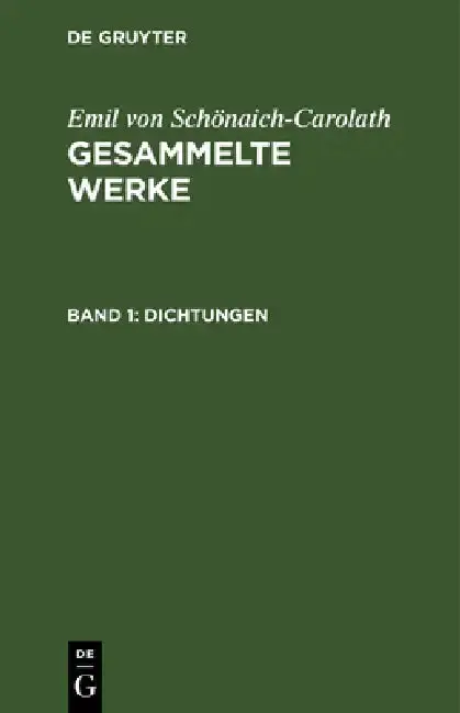 Cover of Emil Von Schönaich-Carolath
