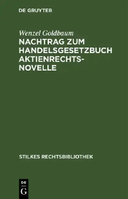 Cover of Nachtrag Zum Handelsgesetzbuch Aktienrechtsnovelle