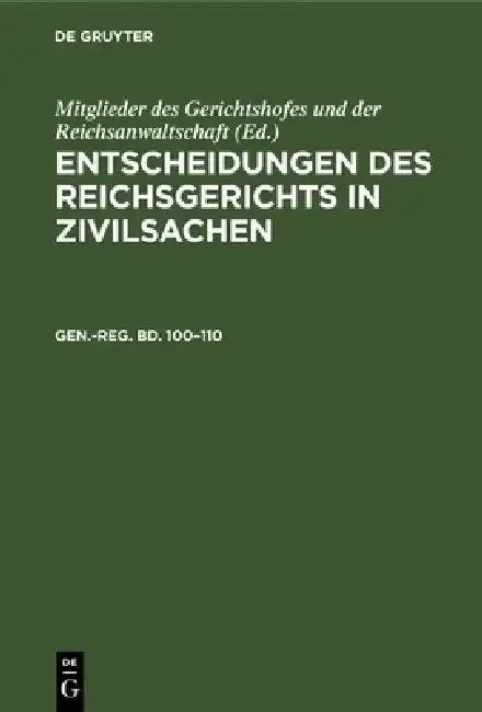 Cover of Generalregister Zum 100-110 Bande