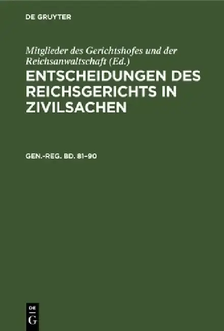 Cover of Generalregister Zum Band 81-90