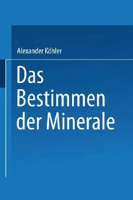 Cover of Das Bestimmen Der Minerale