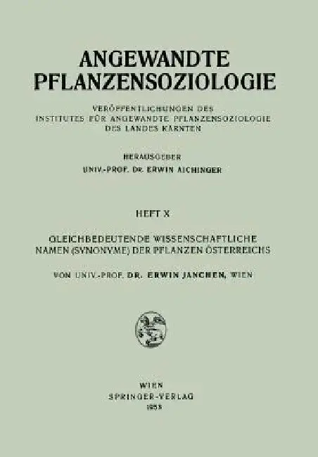 Cover of Gleichbedeutende Wissenschaftliche Namen (Synonyme) Der Pflanzen Österreichs