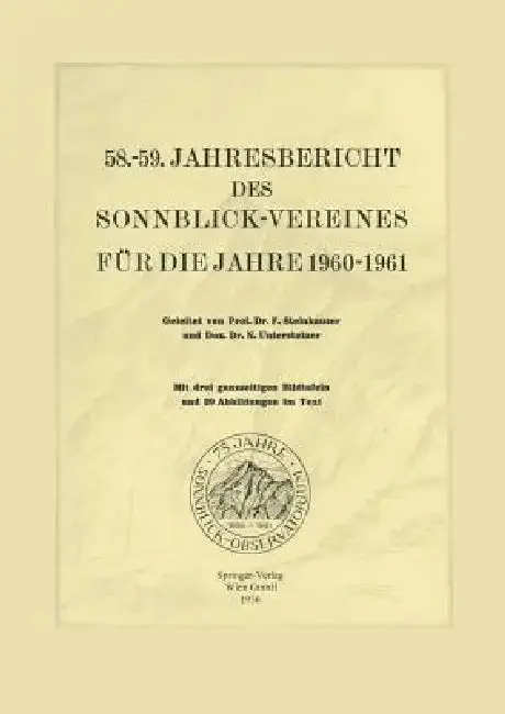 Cover of 58.-59. Jahresbericht Des Sonnblick-Vereines Für Die Jahre 1960-1961