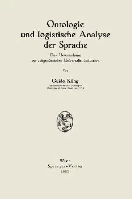 Cover of Ontologie Und Logistische Analyse Der Sprache