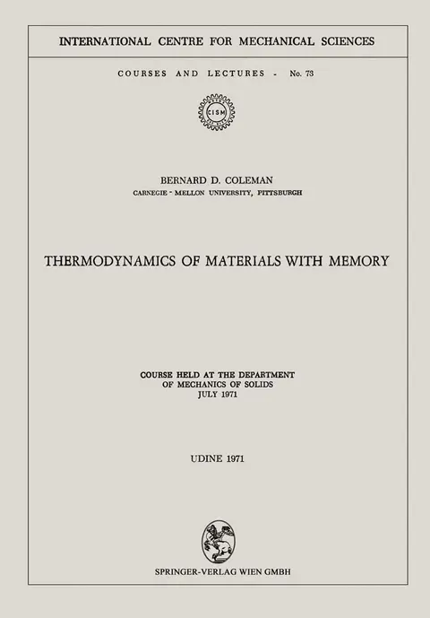 Cover of Thermodynamics of Materials with Memory