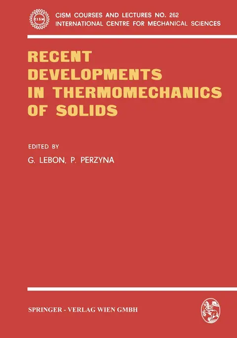 Cover of Recent Developments in Thermomechanics of Solids