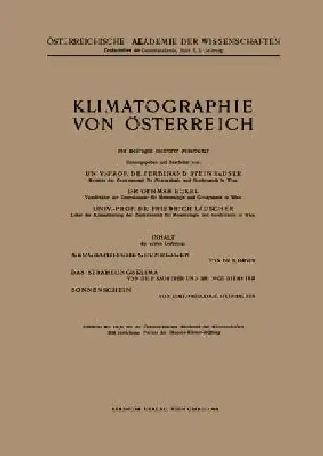 Cover of Klimatographie Von Österreich