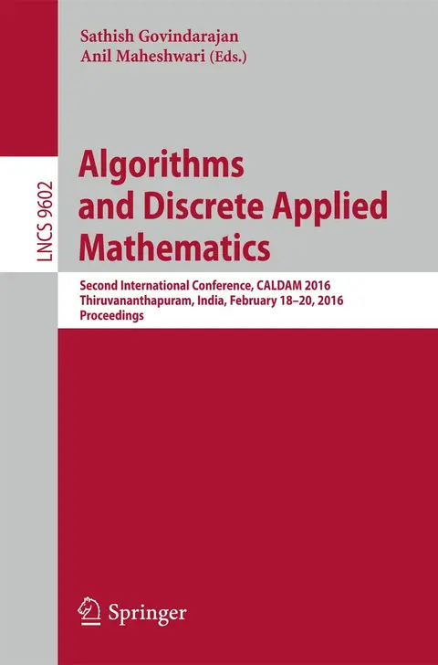Cover of Algorithms and Discrete Applied Mathematics