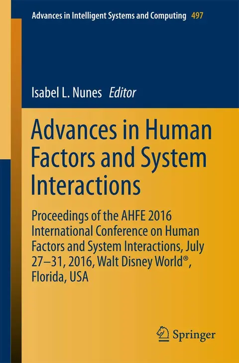 Cover of Advances in Human Factors and System Interactions
