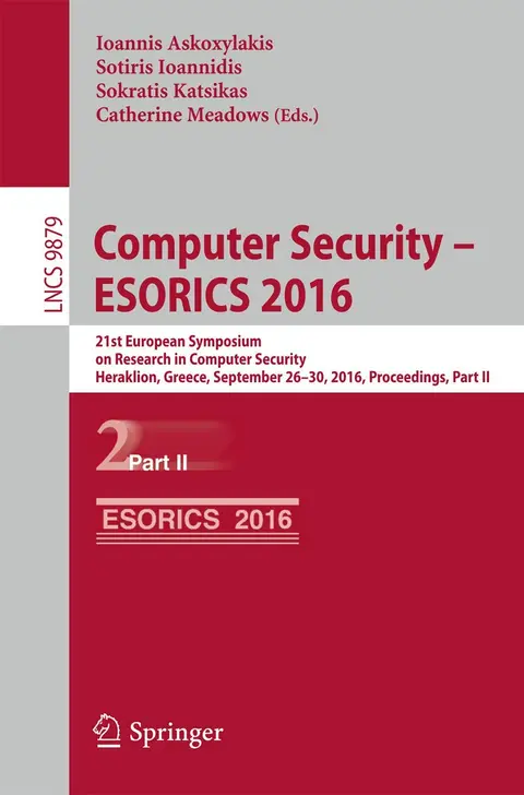 Cover of Computer Security Esorics 2016