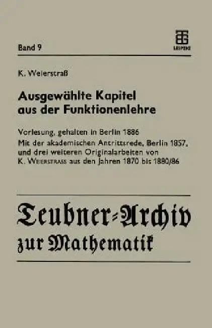 Cover of Ausgewählte Kapitel Aus Der Funktionenlehre