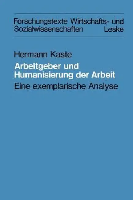Cover of Arbeitgeber Und Humanisierung Der Arbeit