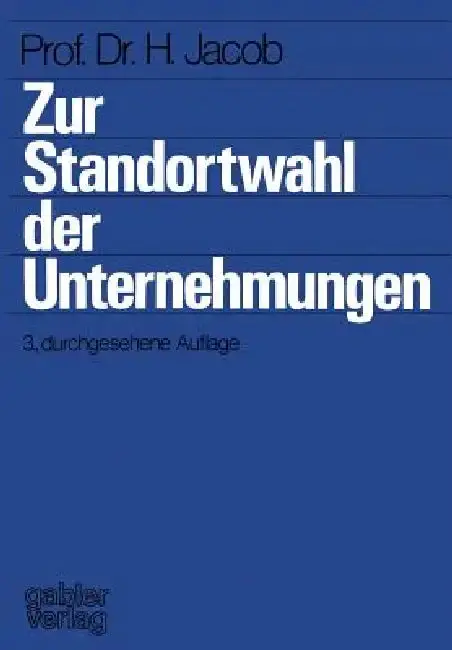 Cover of Zur Standortwahl Der Unternehmungen