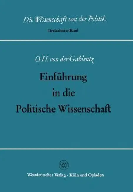 Cover of Einführung in Die Politische Wissenschaft