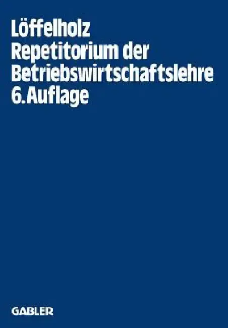 Cover of Repetitorium Der Betriebswirtschaftslehre