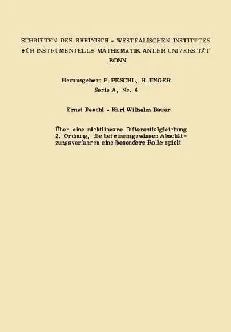 Cover of Über Eine Nichtlineare Differentialgleichung 2. Ordnung Die Bei Einem Gewissen Abschätzungsverfahren Eine Besondere Rolle Spielt