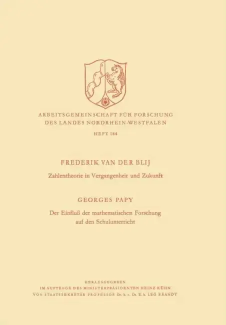 Cover of Zahlentheorie in Vergangenheit Und Zukunft. Der Einfluß Der Mathematischen Forschung Auf Den Schulunterricht